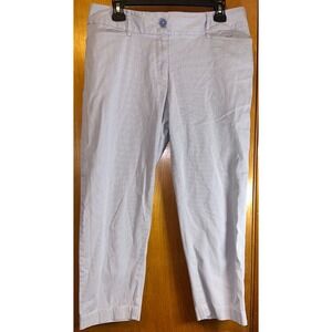LOFT Ann Taylor Blue and White Seersucker Striped Cropped Pants Size 6